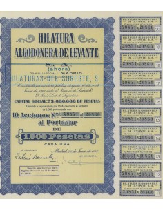 HILATURA ALGODONERA DE LEVANTE - 10 AZIONI - 1961