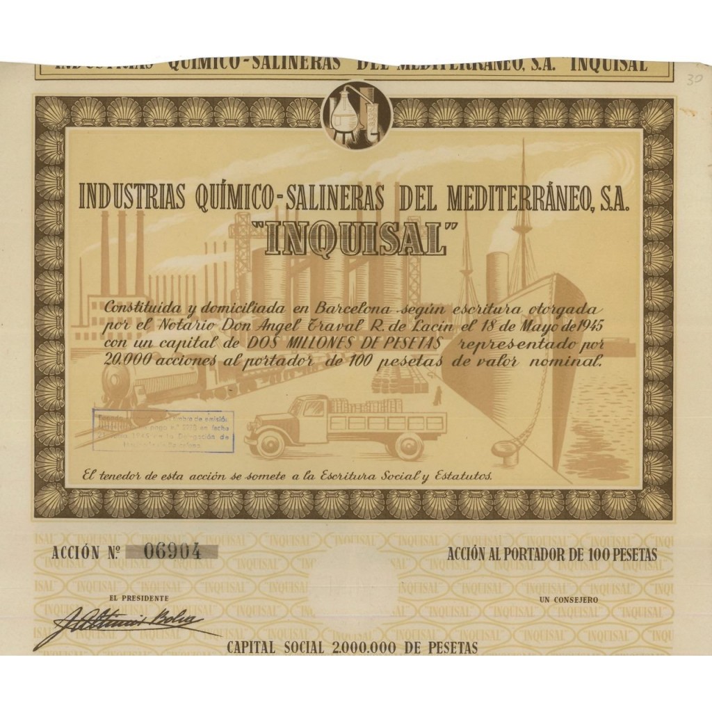 INDUSTRIAS QUIMICO-SALINERAS DEL MEDITERRANEO S.A. 1 AZIONE