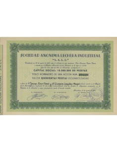 SOCIEDAD ANONIMA LECHERA INDUSTRIAL - 1 AZIONE - 1954