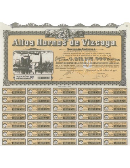 ALTOS HORNOS DE VIZCAYA - 1 AZIONE - 1974