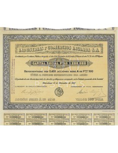 INDUSTRIAS Y COMERCIOS INGLADA S.A. - 1 AZIONE - 1925