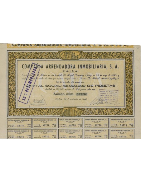 COMPANIA ARRENDADORA INMOBILIARIA, S.A. 1 AZIONE 1946