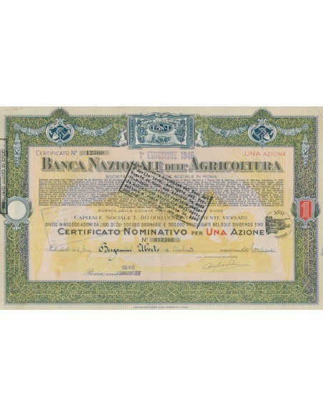 BANCA NAZIONALE DELL AGRICOLTURA - 1 AZIONE ROMA 1946