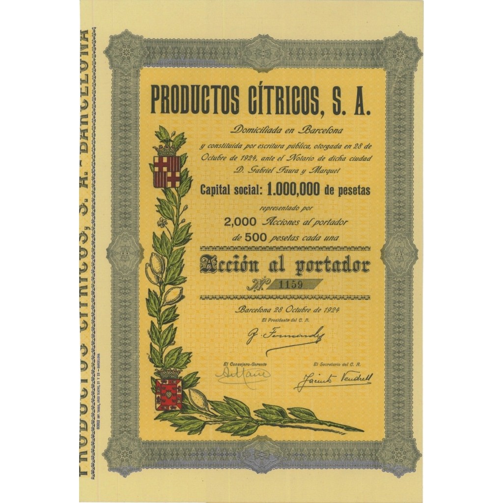 PRODUCTOS CITROS, S.A. 1 AZIONE 1924