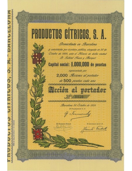 PRODUCTOS CITROS, S.A. 1 AZIONE 1924