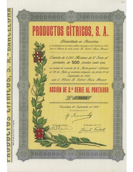 PRODUCTOS CITROS, S.A. 1 AZIONE 1926