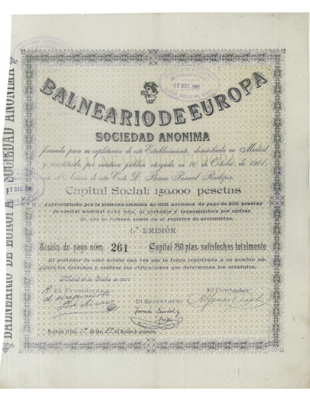 BALNEARIO DE EUROPA - 1 AZIONE - 1901