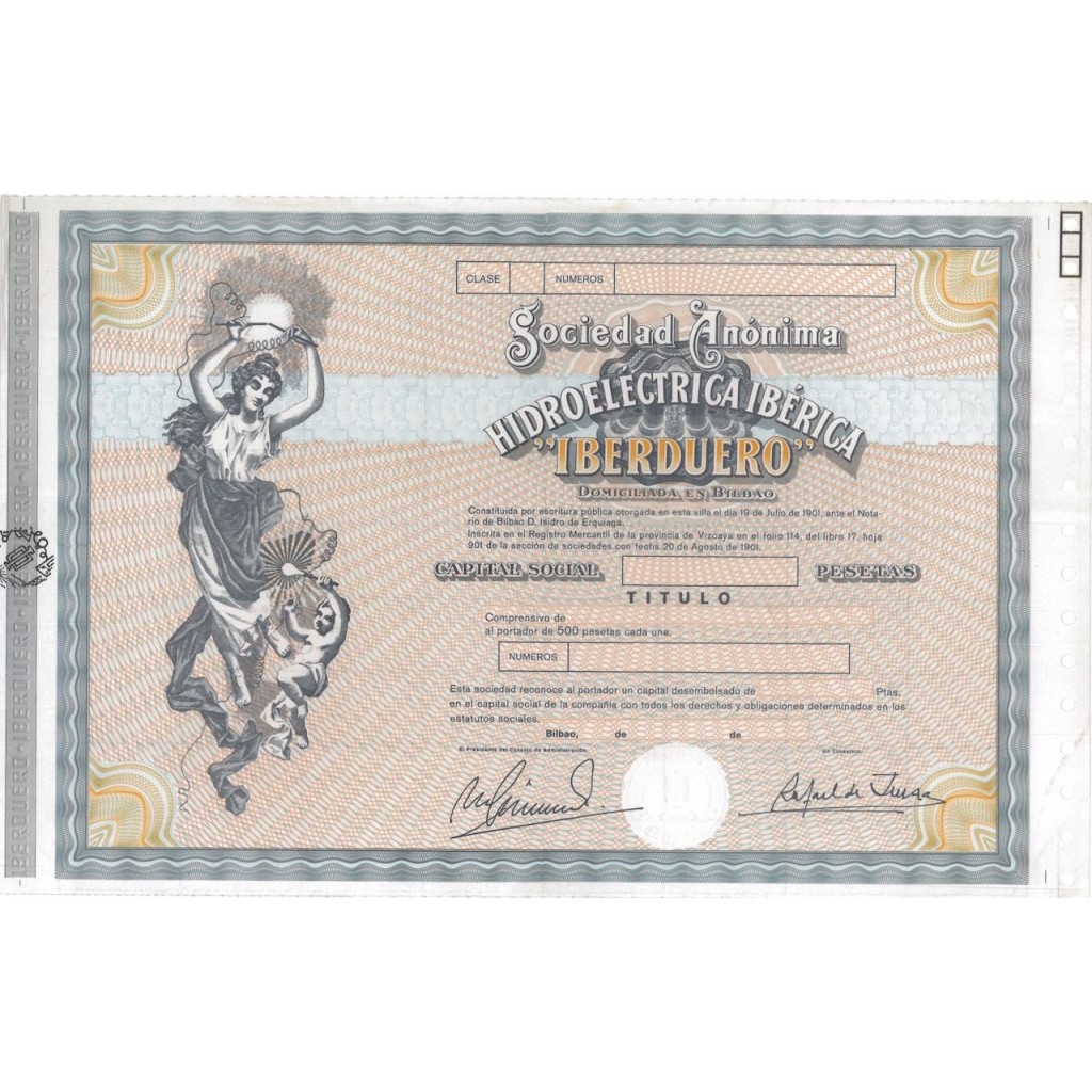SOCIEDAD ANON. HIDROELECTRICA IBERICA IBERDUERO - 1 OBBL. 1901