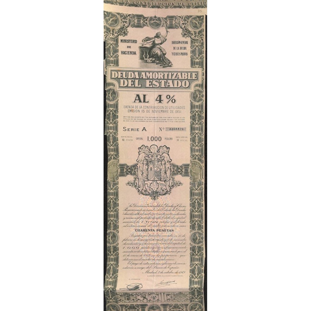 DEUDA AMOTIZABLE DEL ESTADO 4 POR CIENTO - 1949