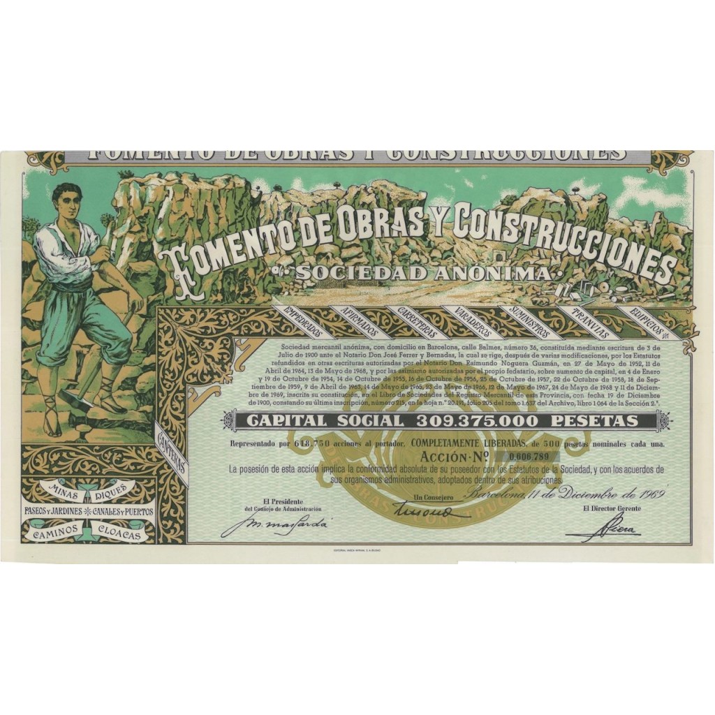 FOMENTO DE OBRAS Y CONSTRUCCIONES - 1 AZIONE - 1969