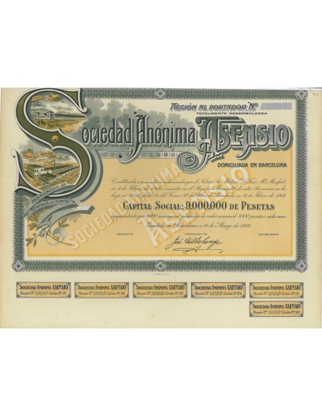 SOCIEDAD ANONIMA ASENSIO - 1 AZIONE - 1952