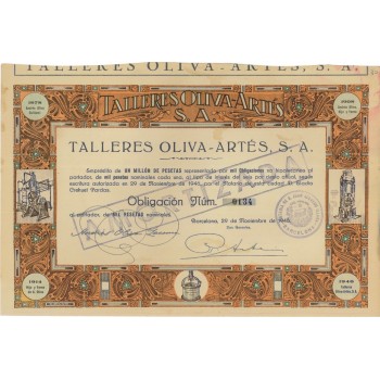 TALLERS OLIVA- ARTES, S.A. 1 OBBLIGAZIONE 1946