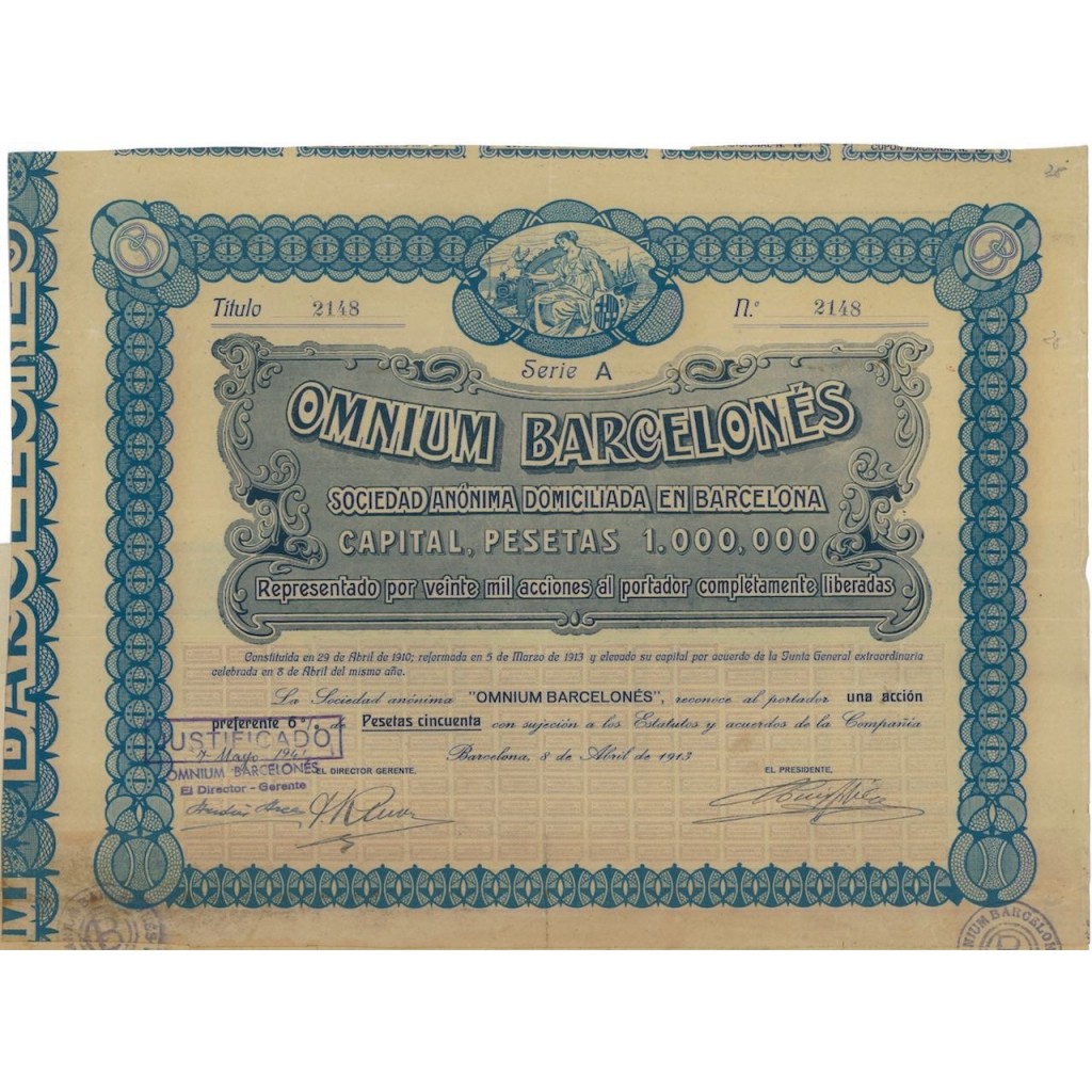 OMNIUM BARCELONES - 1 AZIONE - 1913