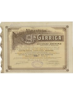 PASTA ALIMENTICIAS GARRIGA - 1 AZIONE - 1928