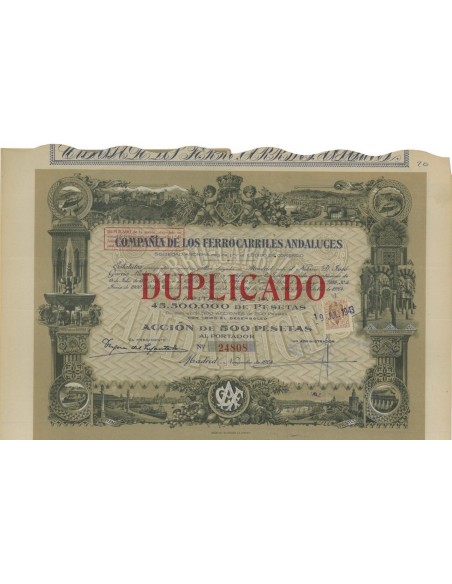 COMPANIA LOS FERROCARRILES ANDALUCES 1 AZIONE 1924