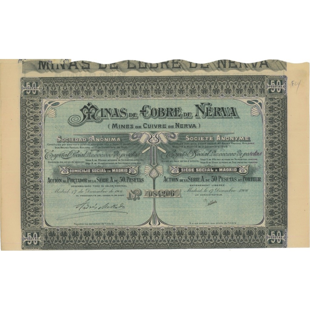 MINAS DE COBRE DE NERVA - 1 AZIONE - 1906