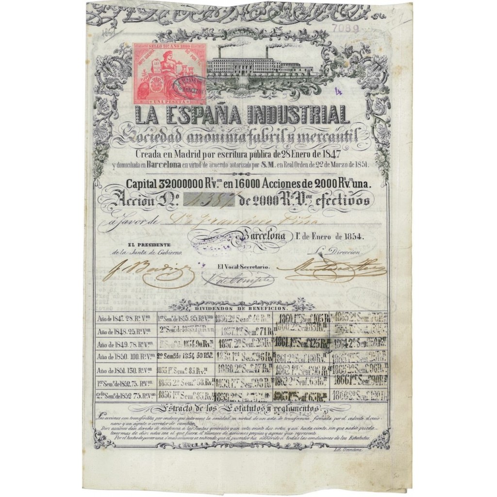 LA ESPANA INDUSTRIAL - 1 AZIONE - 1854