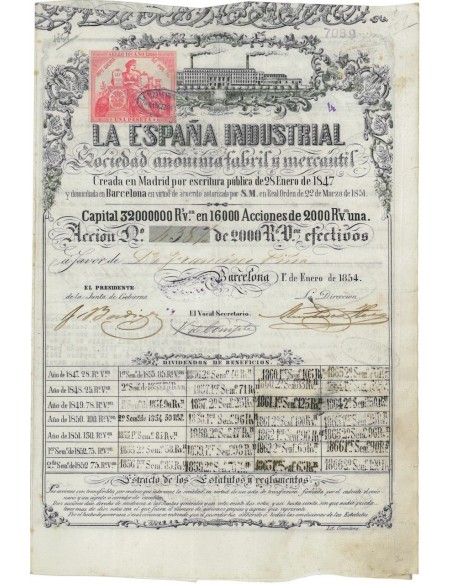 LA ESPANA INDUSTRIAL - 1 AZIONE - 1854