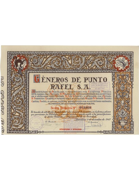GENTEROS DE PUNTO RAFAEL , S.A. - 1 AZIONE 1947