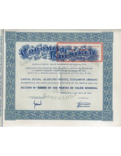 COROMINA INDUSTRIAL S.A. 1 AZIONE DI 500 PESETAS - 1963