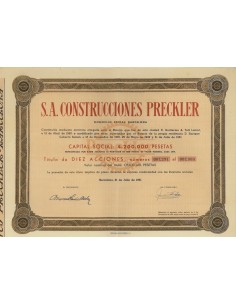 S.A. CONSTRUCCIONES PRECKLER - 10 AZIONI 1951