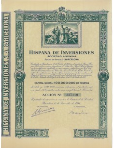 HISPANA DE INVERSIONES SOC. ANON. 1 AZIONE - 1953