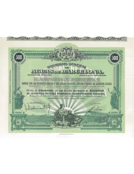 SOC.GEN. AGUAS DE BARCELONA 1 AZIONE - 1974