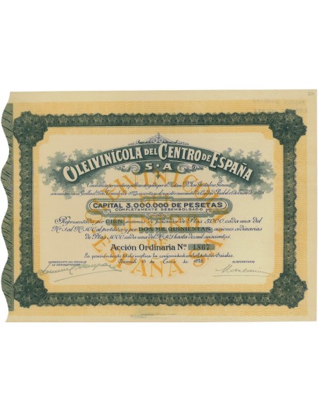 OLEIVINICOLA DEL CENTRO DE ESPANA - 100 AZIONI 1928