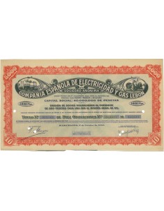 COMPANIA ESPANOLA DE ELECTRICIDAD Y GAS LEBON 10 OBBLIG. 1950