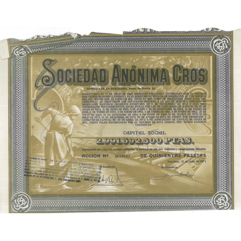 SOCIEDAD ANONIMA CROS - 1 AZIONE - 1989