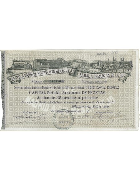 TRANVIA A VAPOR DE MADRID - 1 AZIONE 1891