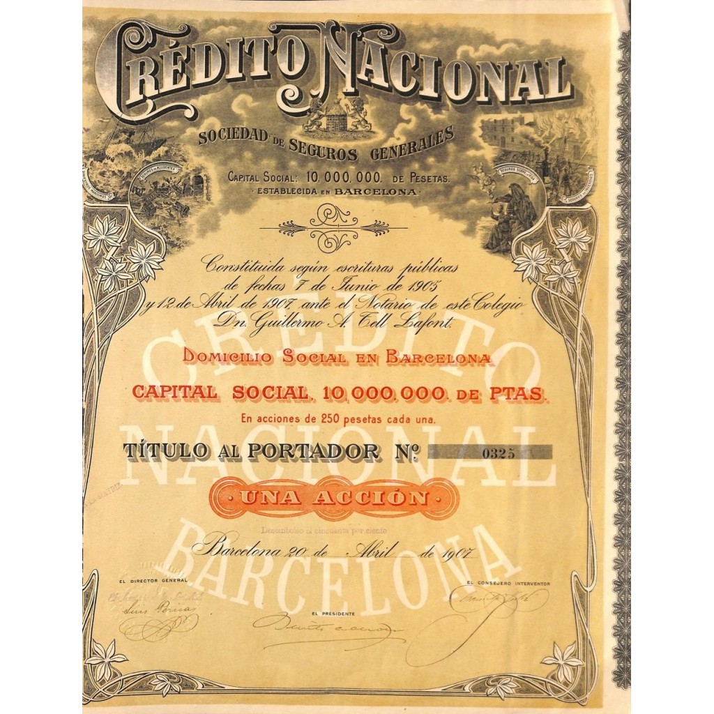 CREDITO NACIONAL - 1 AZIONE - 1907