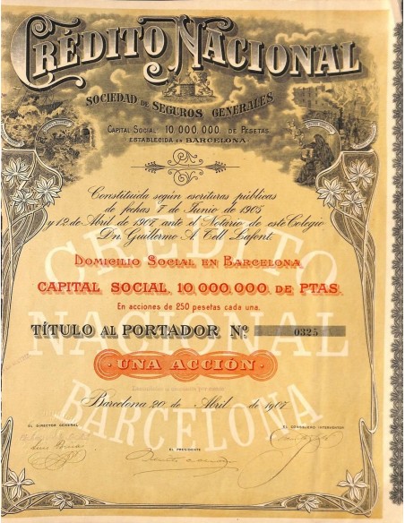CREDITO NACIONAL - 1 AZIONE - 1907