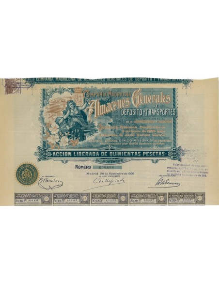 COMP. MADRILENA DE ALMACENES GENARELES - 1 AZIONE 1906