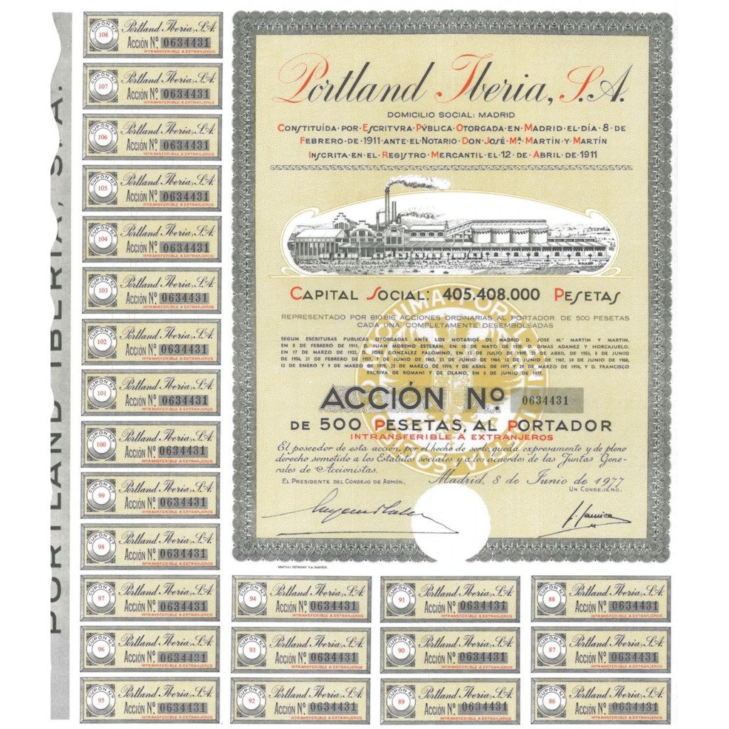 PORTLAND IBERIA S.A. - 1 AZIONE - 1977