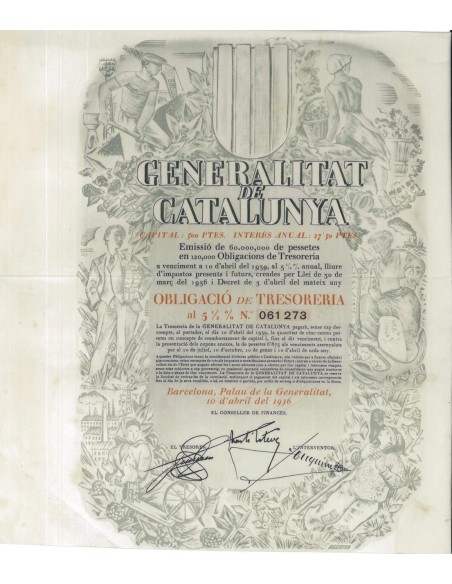 GENERALITAT DE CATALUNYA - 1 OBBLIGAZIONE - 1936