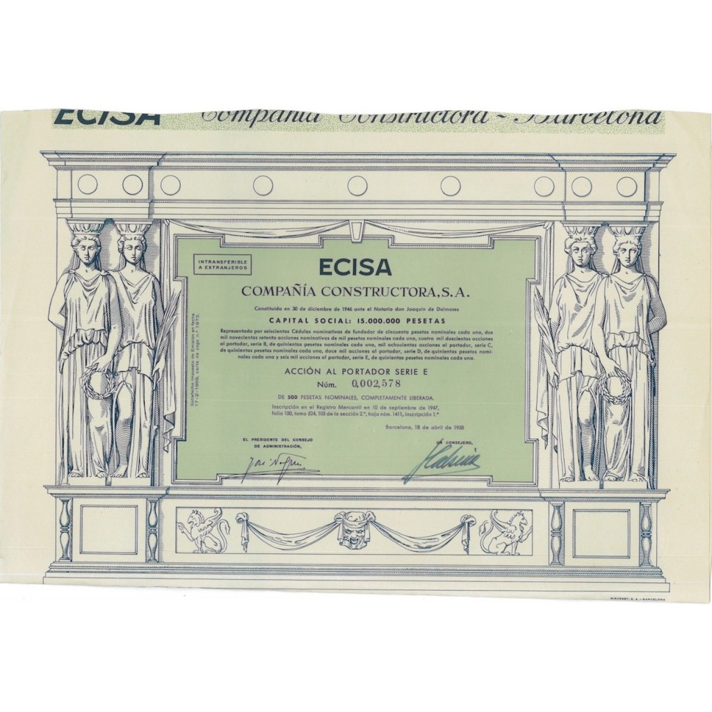 ECISA COMPANIA CONSTRUCTORA S.A. 1 AZIONE - 1958