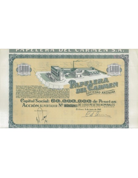 PAPELERA DEL CARMEN - 1 AZIONE - 1965