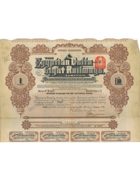 THE EGYPTIAN DELTA LIGHT RAILWAYS 1 AZIONE - 1901
