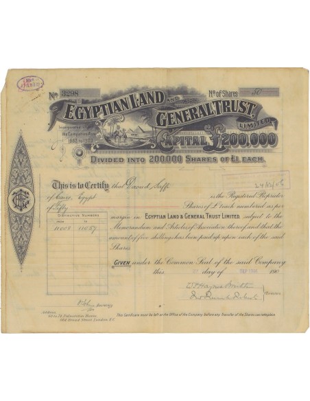 EGYPTIAN LAND AND GENERAL TRUST - AZIONI - 1906