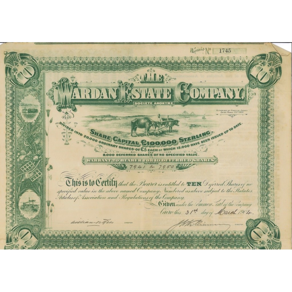 THE WARDAN ESTATE COMPANY - 10 AZIONI - 1904