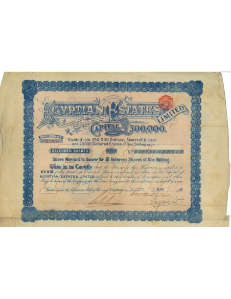 EGYPTIAN ESTATES - 5 AZIONI 1907