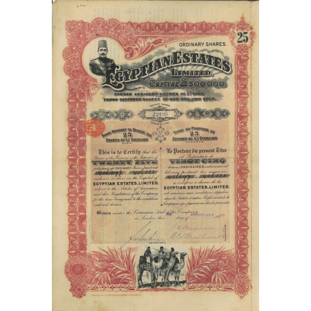 EGYPTIAN ESTATES - 5 AZIONI 1906