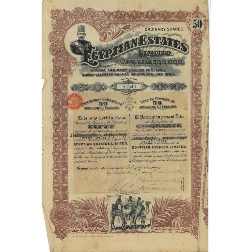EGYPTIAN ESTATES - 50 AZIONI 1906