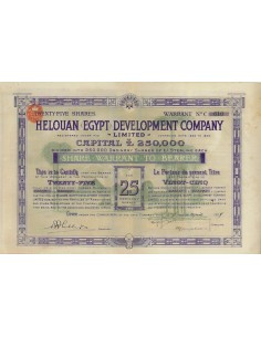 HELOUAN DEVELOPMENT COMPANY 25 AZIONI - 1907