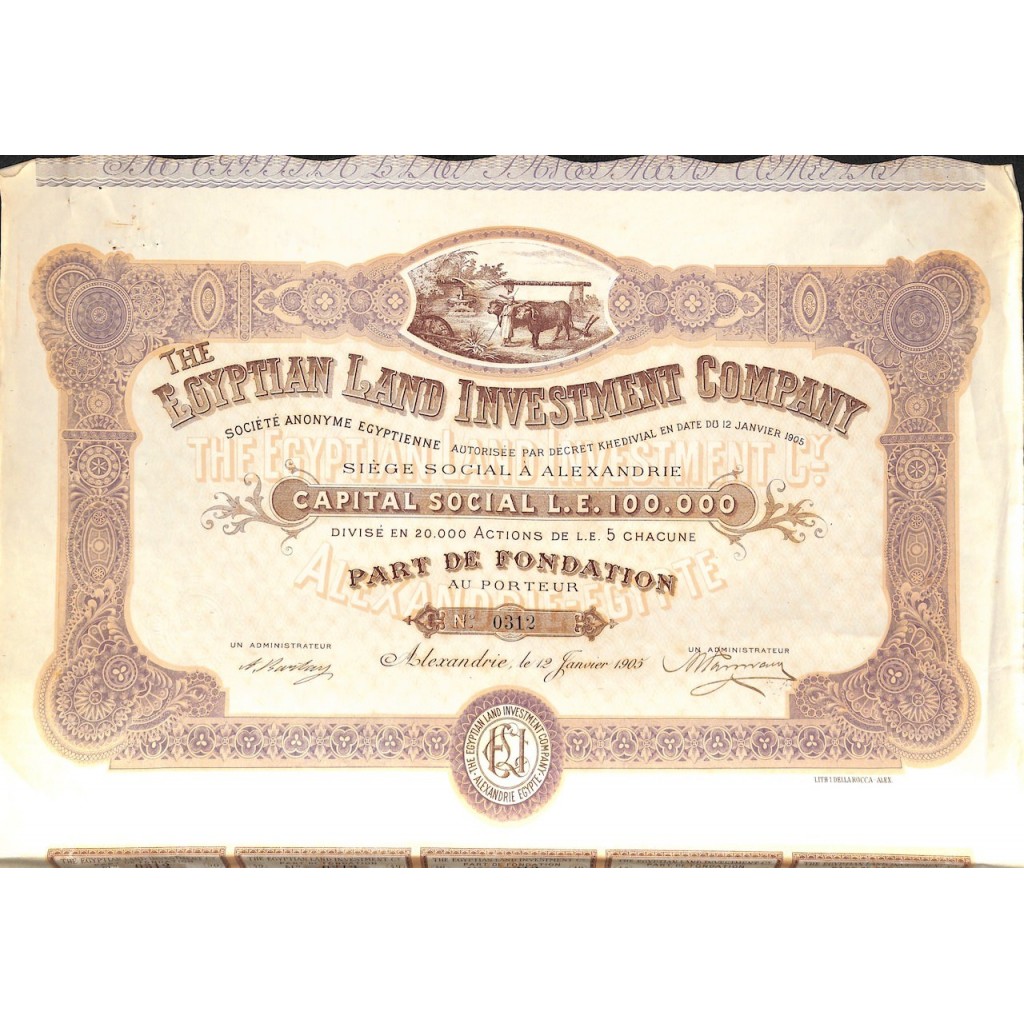 THE EGYPTIAN LAND INVESTMENT COMPANY 1 AZIONE 1905