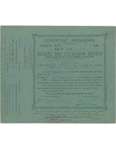 SOC. DES EXCELSIOR HOTELS - AZIONI 1906