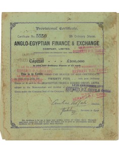 ANGLO-EGYPTIAN FINANCE AND EXCHANGE - 25 AZIONI 1920