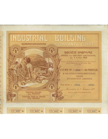 INDUSTRIAL BUILDING COMPANY - 5 AZIONI - 1912