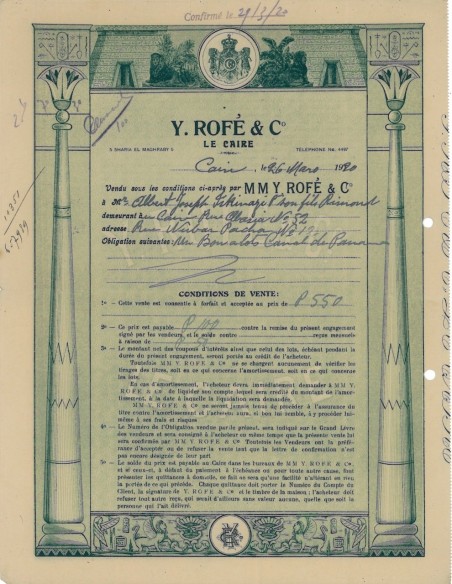 Y. ROFE AND C. - 1 OBBLIGAZIONE 1920